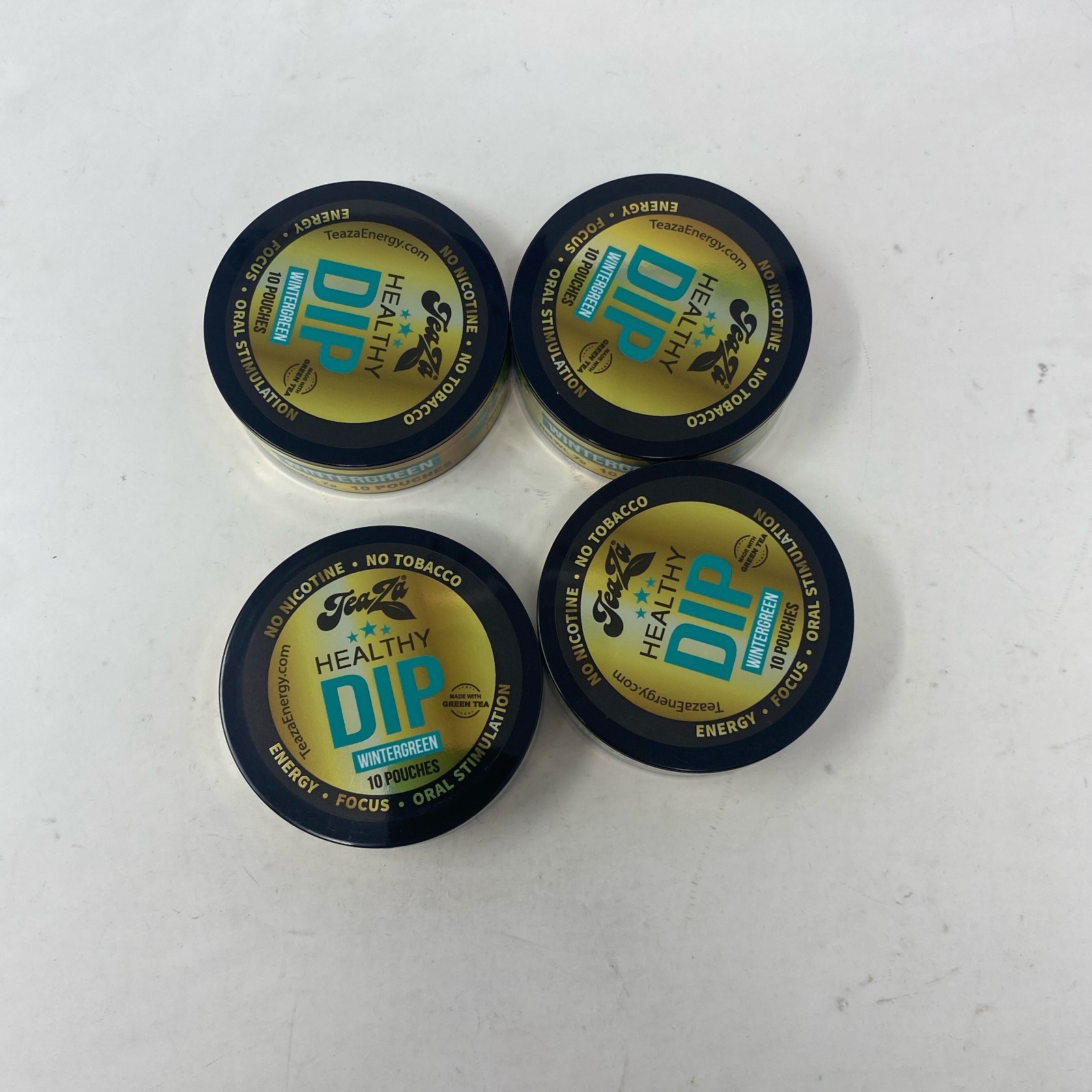 TeaZa Wintergreen Energy Pouches 10ct Cans (4-Pack) Caffeinated