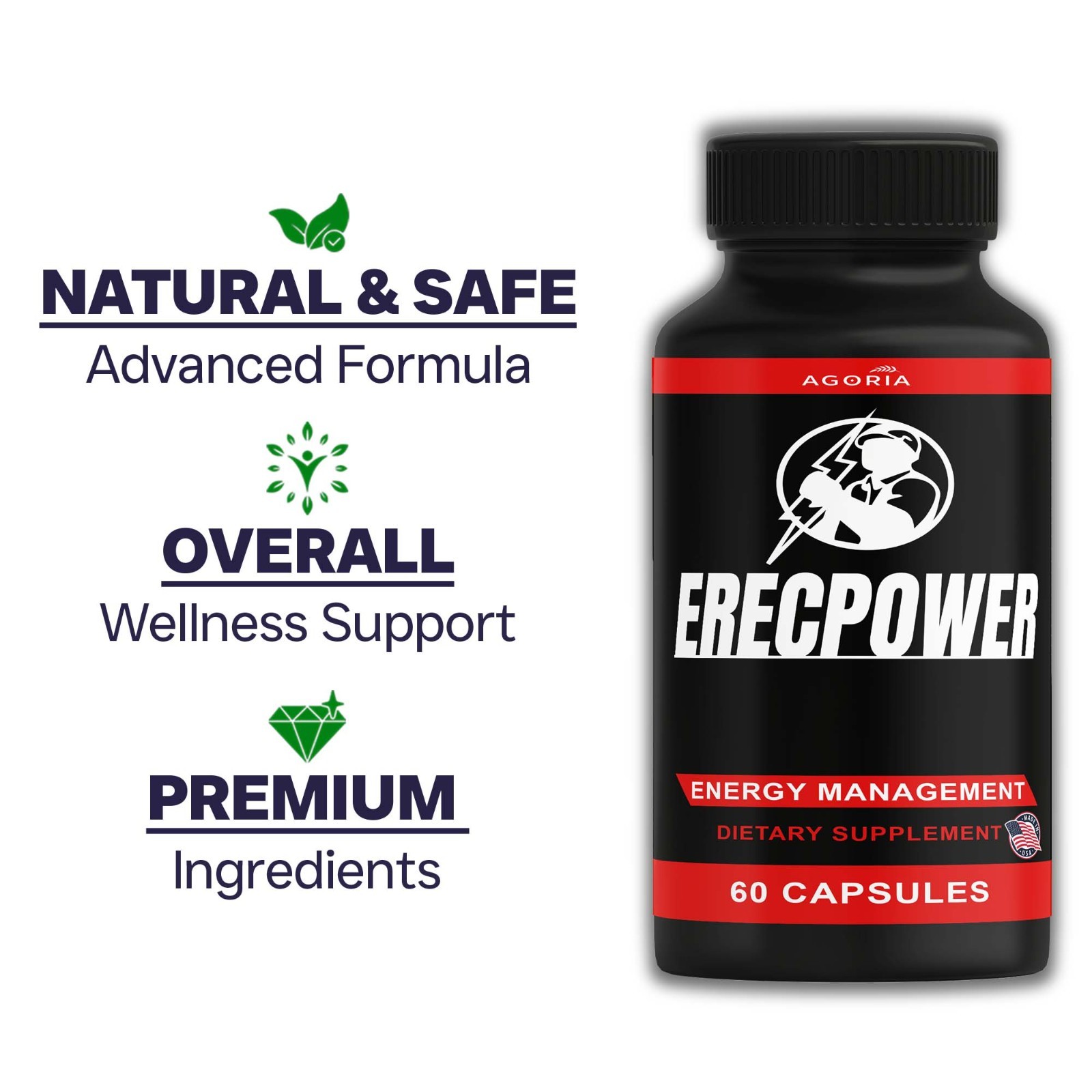 Erecpower Energy Management Multivitamin Health Supplement (180 Capsules) Pack 3