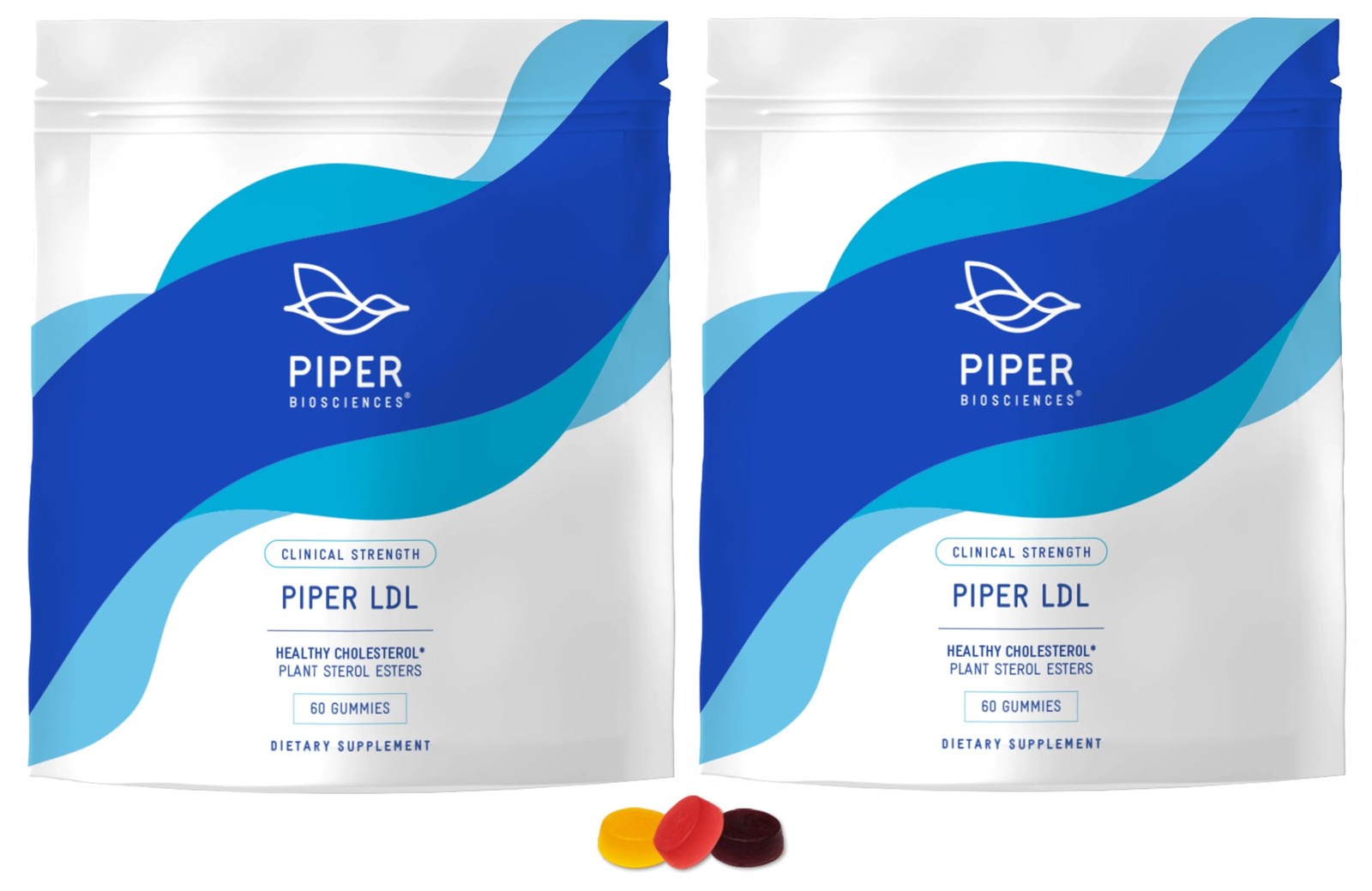 Piper LDL Clinical Strength Healthy Cholesterol Gummies 60 Count (Pack of 2)