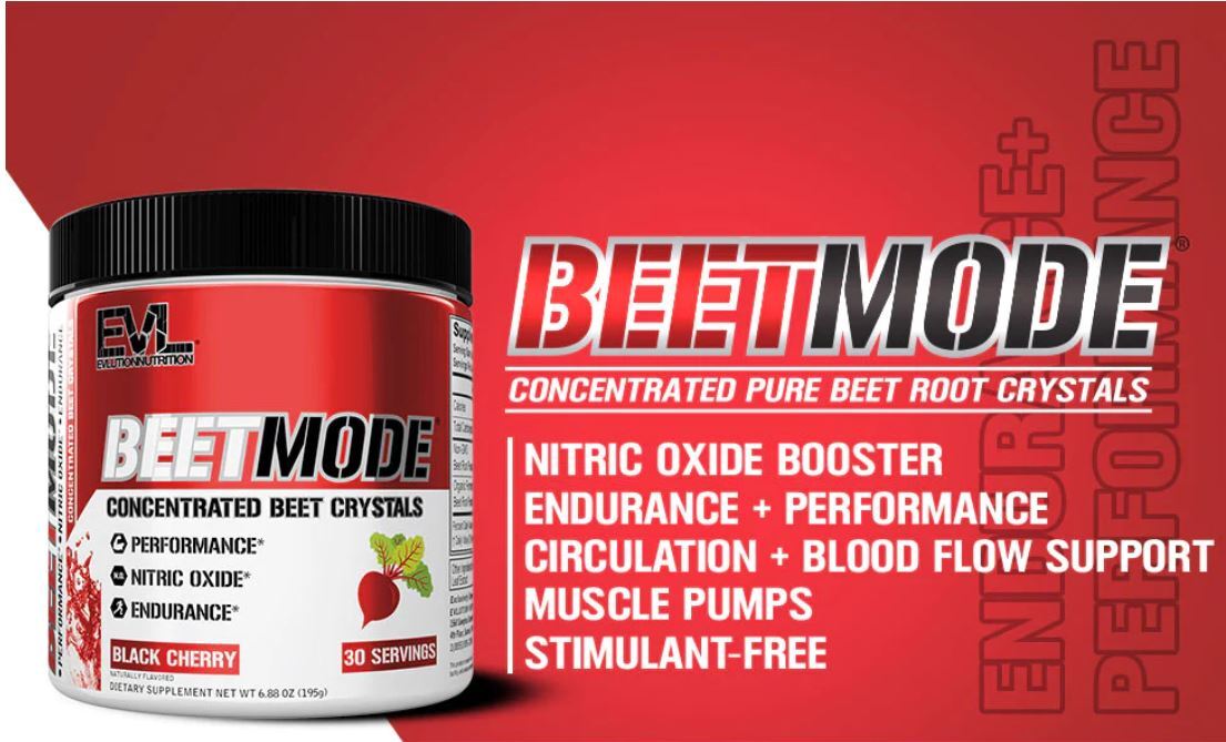 EVL Beet Mode Hardcore Nitric Oxide Pump Vasodilator & Performance Booster 30srv