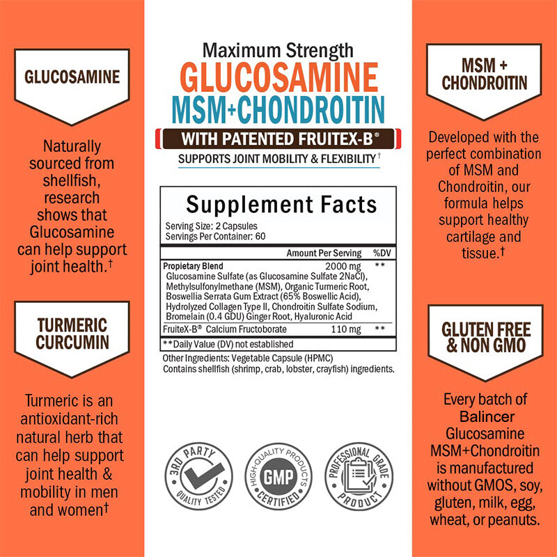 Glucosamine Chondroitin MSM Joint Support 120 Capsules – US