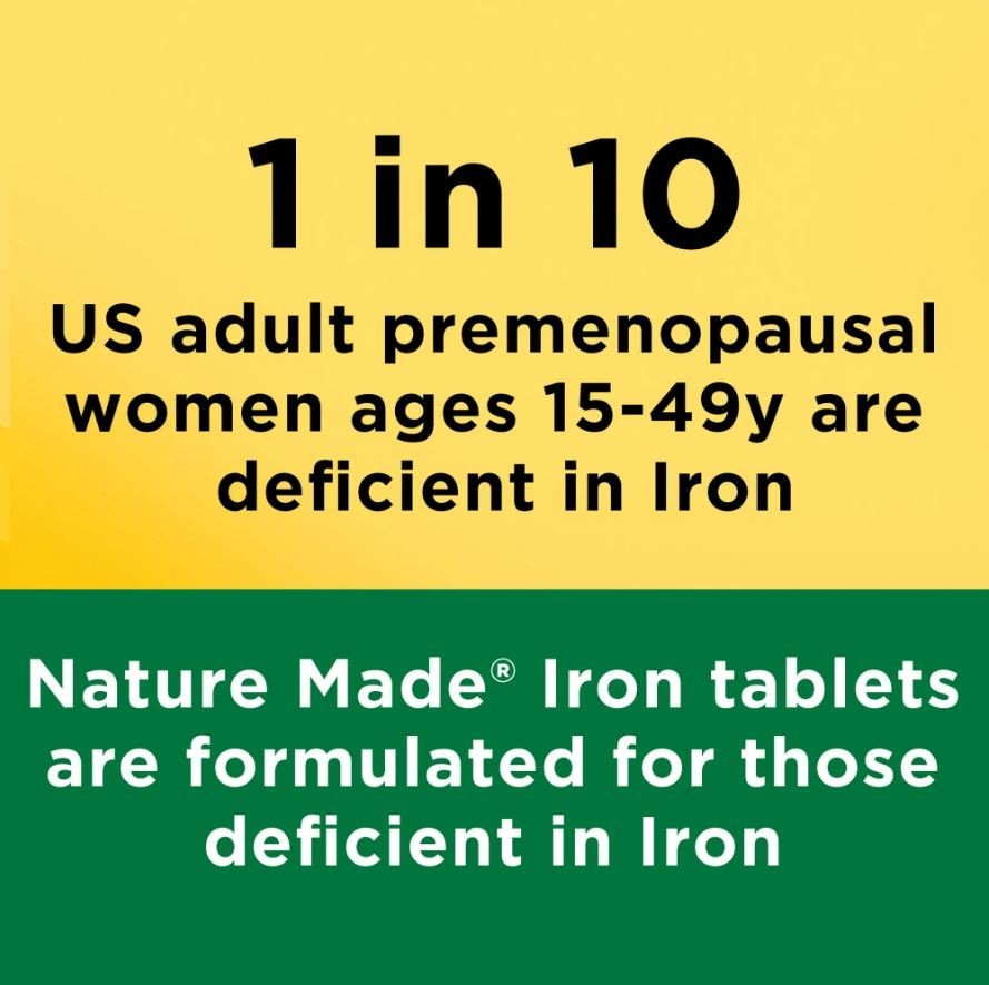 Nature Made Iron 65 mg 325 mg Ferrous Sulfate Tablets, Dietary Supplement