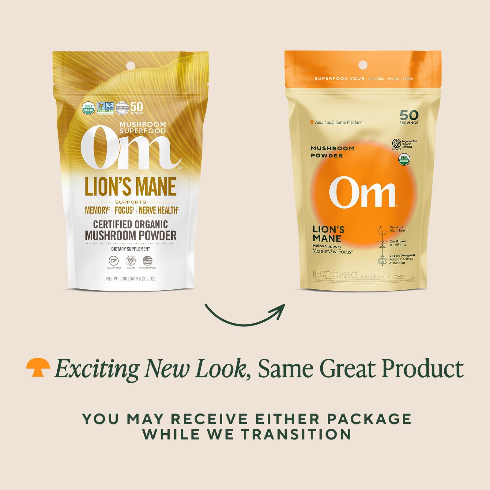 8/27 Om Lion’s Mane Mushroom Powder – Organic Mushroom Supplement and Nootropic