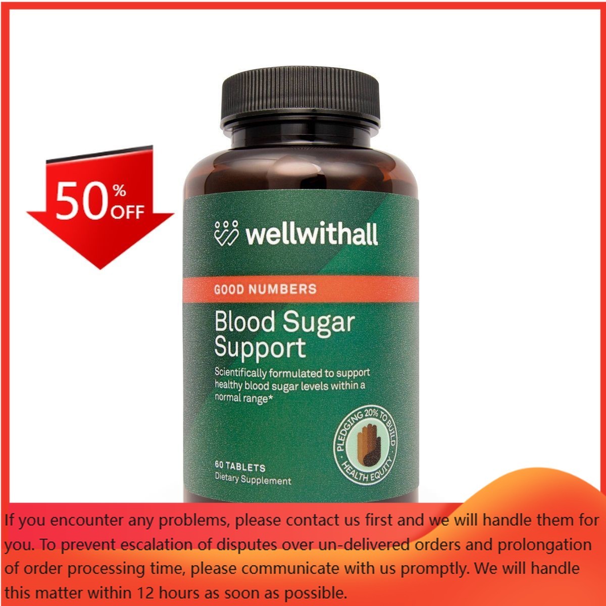 WellWithAll Blood Sugar Support Tablets60ct:Sugar-Free,Gluten-Free Multivitamins