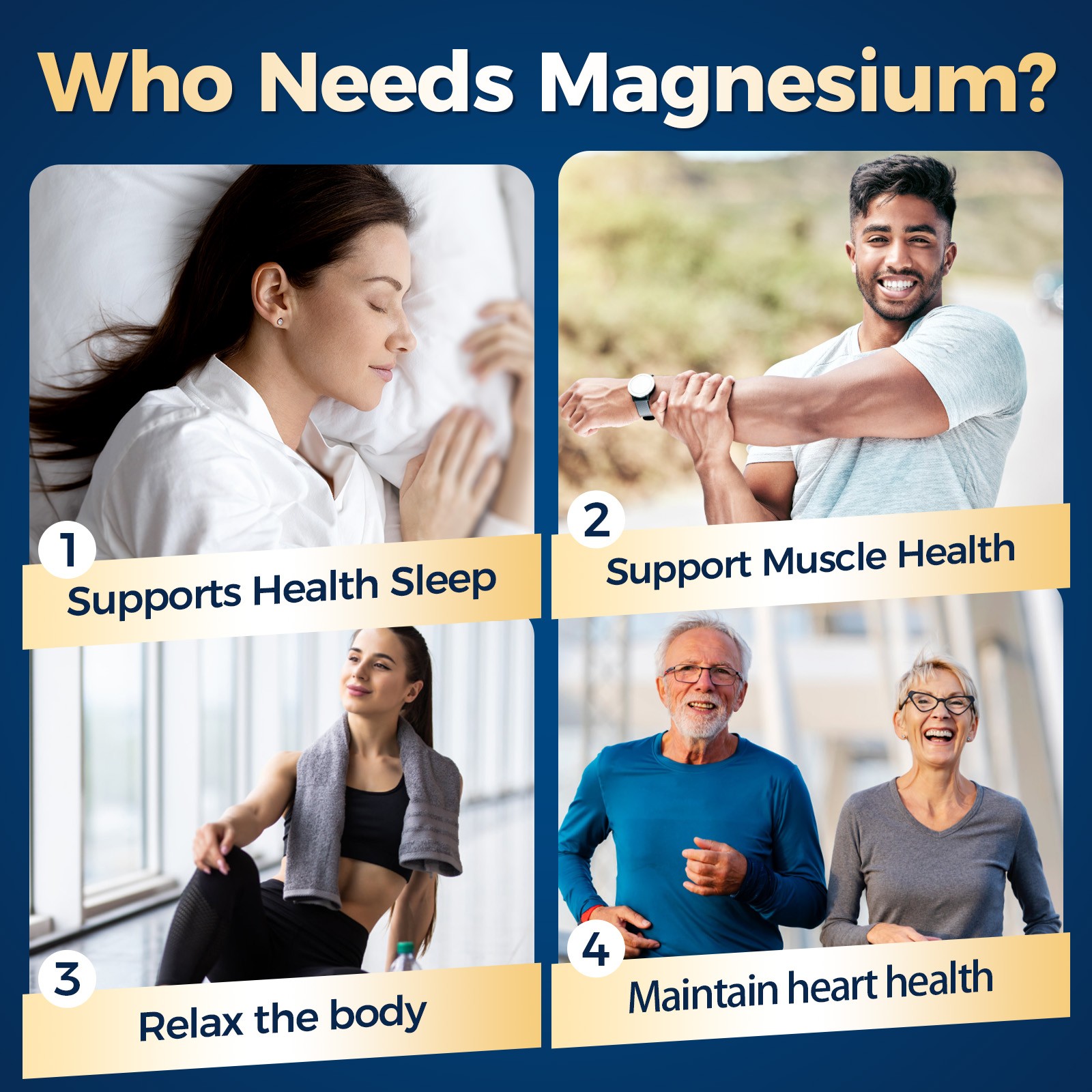 Magnesium Glycinate 850mg – For Sleep, Stress Relief Support Bone 120 -360CT