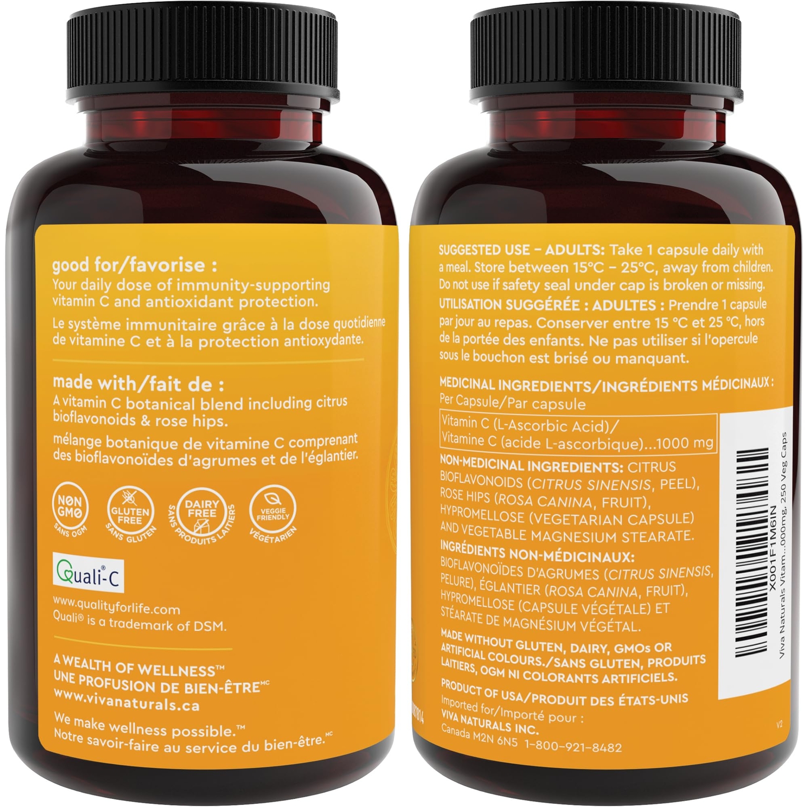 Viva Naturals Vitamin C 1000mg – Non-GMO Vitamin C Supplements with Citrus Biofl