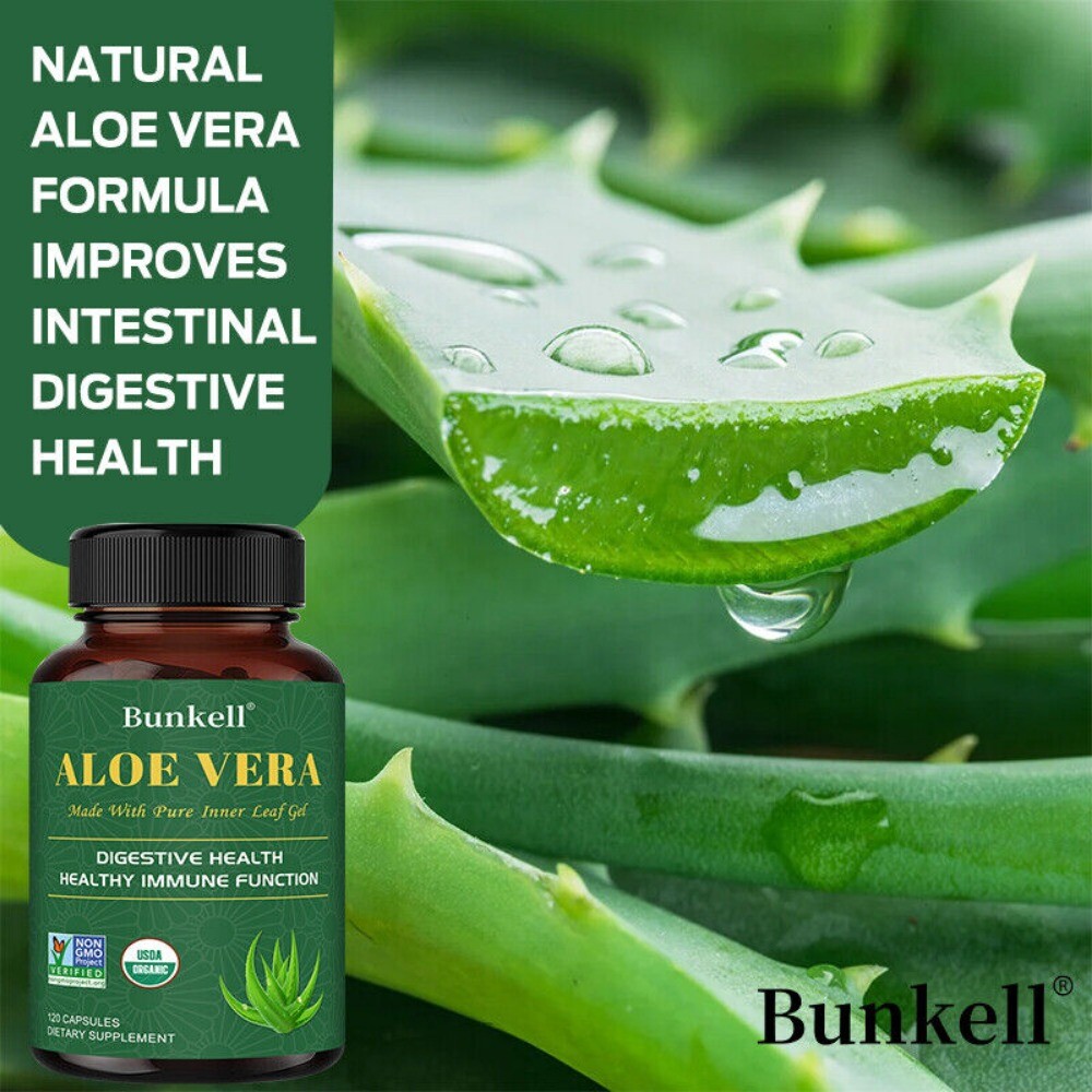 Aloe Vera Vegan Capsules Cleanse Intestines Strengthen Immune System 120 Pills
