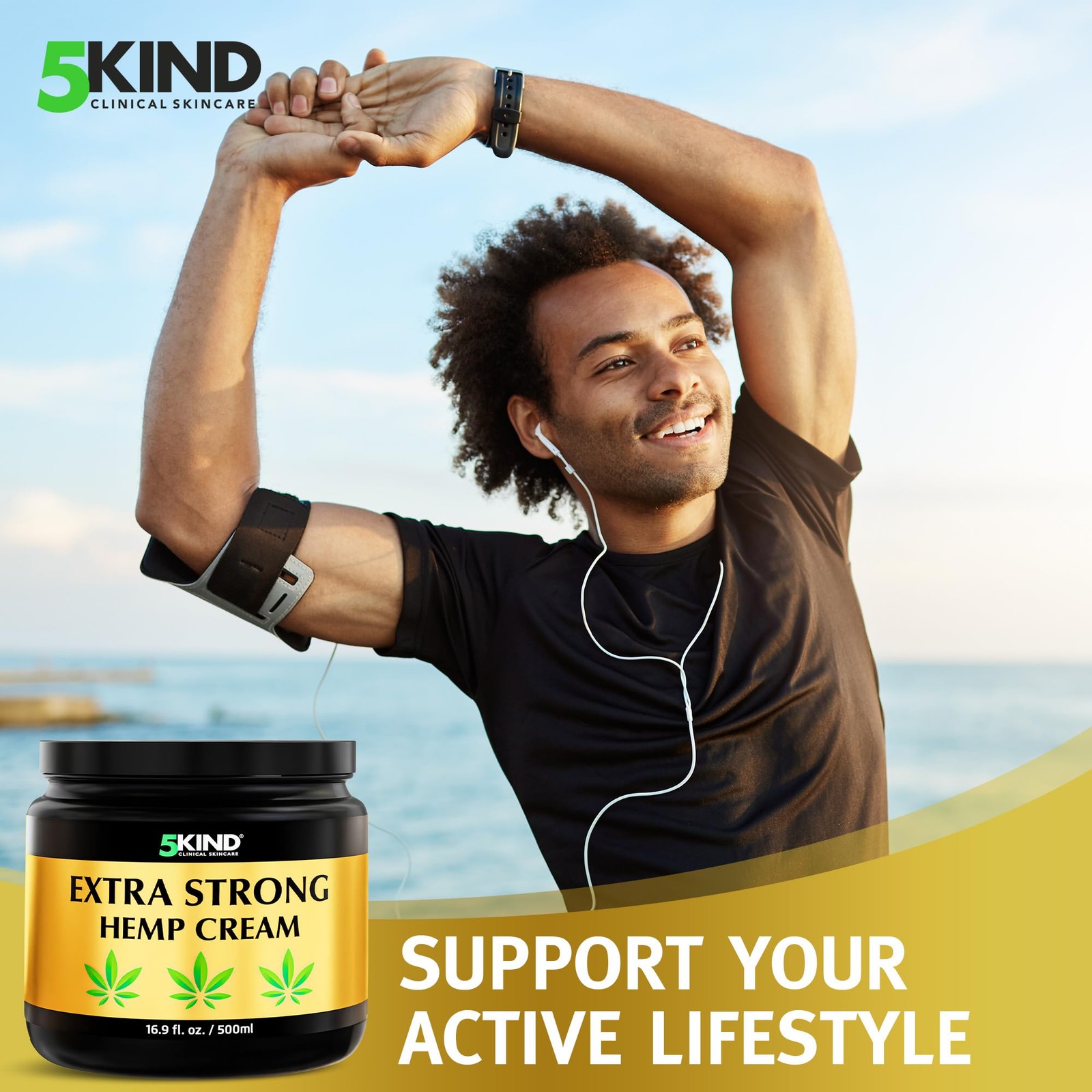 5kind Extra Strong Hemp Cream 16.9 fl oz Maximum Strength Natural Topical C…