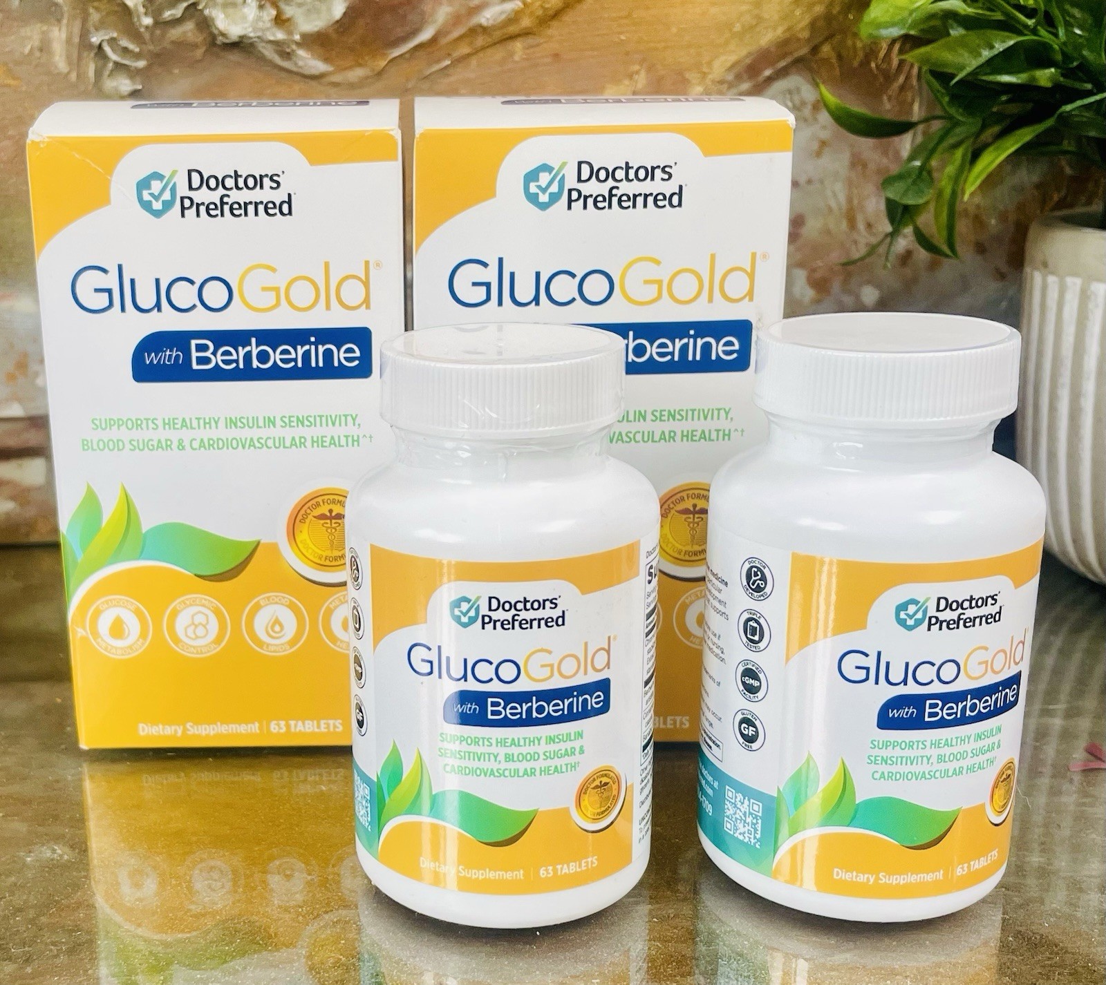 (2)AUTHENTIC Doctors Preferred Glucogold with Berberine (126ct). Exp 03/2026 NEW