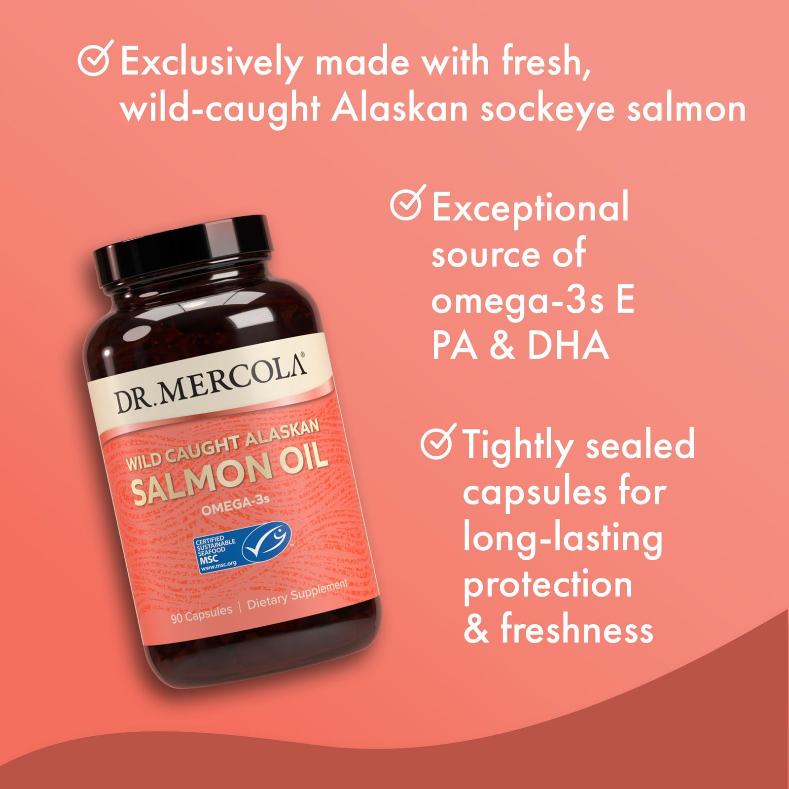 Dr. Mercola Salmon Oil – Omega-3 Support – Wild Caught Alaskan Sockeye –