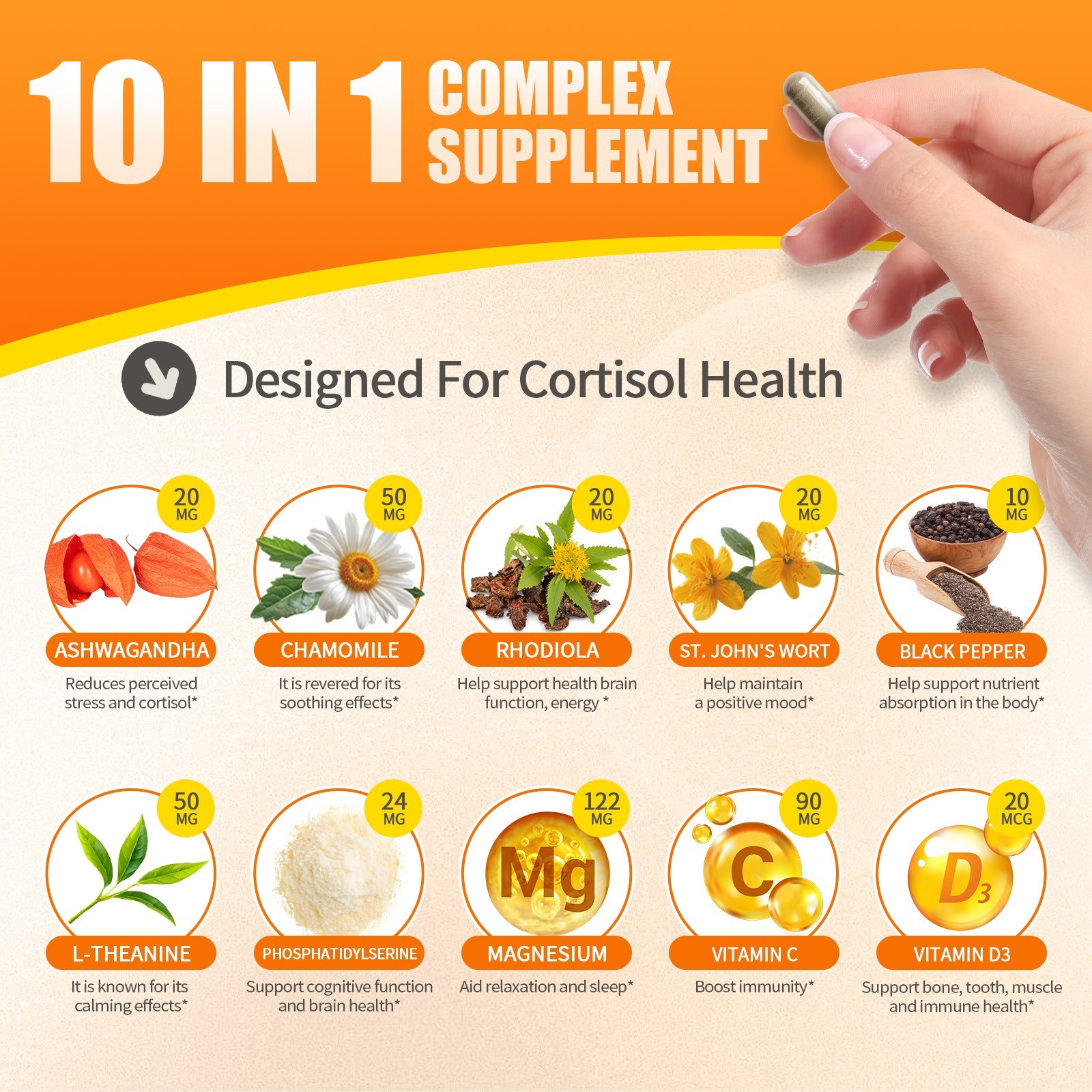 Cortisol Magnesium Ashwagandha L-Theanine – Relieve Stress Balanced Adrenal