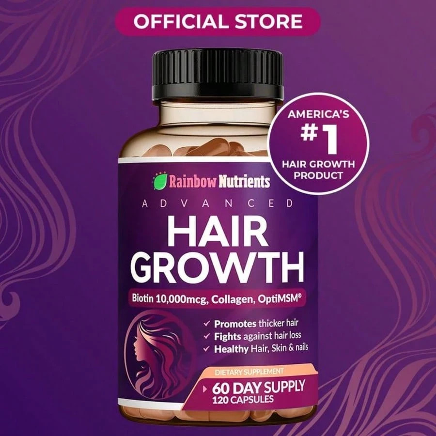 24-in-1 Advanced Hair Growth Vitamins | Biotin 10,000mcg, Collagen, Patented Opt
