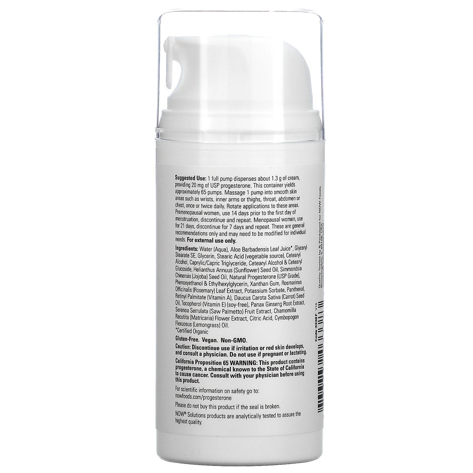 NOW Supplements – Natural Progesterone Liposomal Skin Cream Unscented 3 oz (85 g