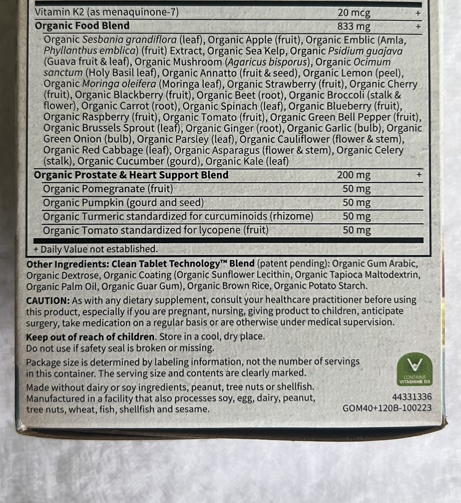 Garden of Life ORGANICS MEN’S MULTI 40+ WHOLE FOOD MULTIVITAMIN (120 Tablets)