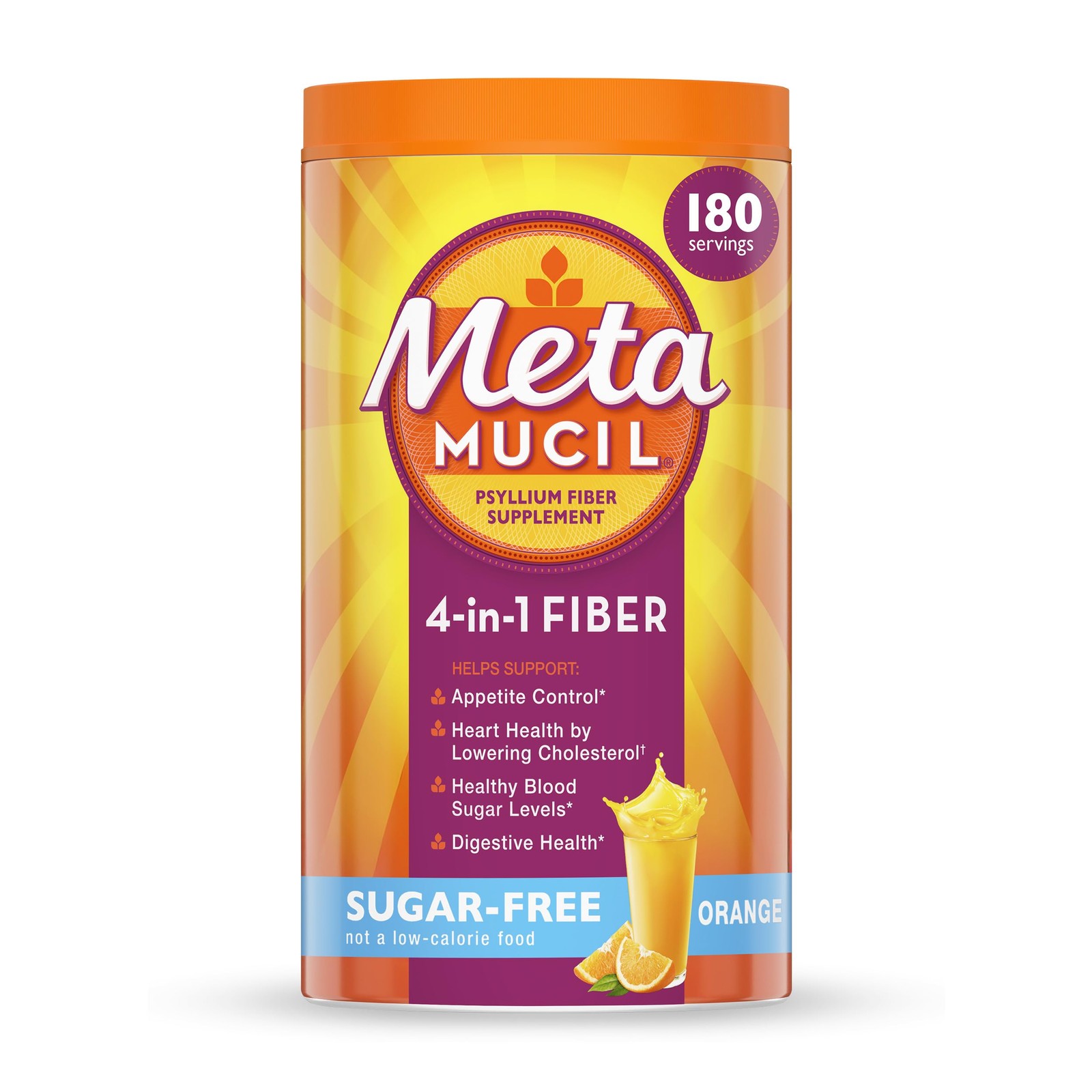 Metamucil 4-in-1 Psyllium Husk Fiber 2.3 Pound (Pack of 1), Orange