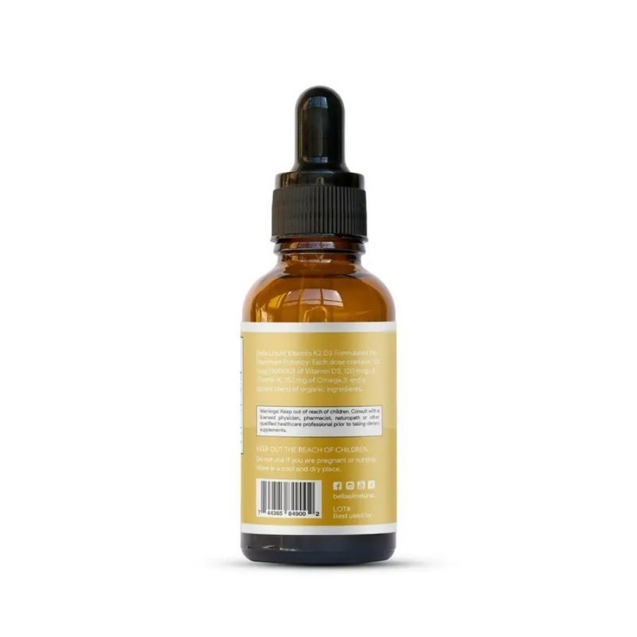 Bella All Natural Vitamin D3 K2 Drops Organic Omega 3 MCT Oil 50ml Supplement