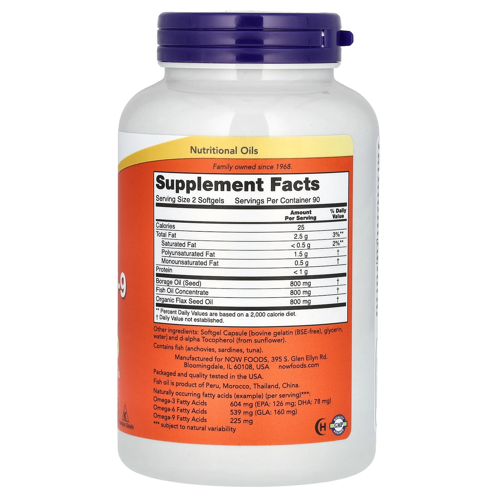 Now Foods Super Omega 3-6-9 1200 mg 180 Softgels GMP Quality Assured, Kosher