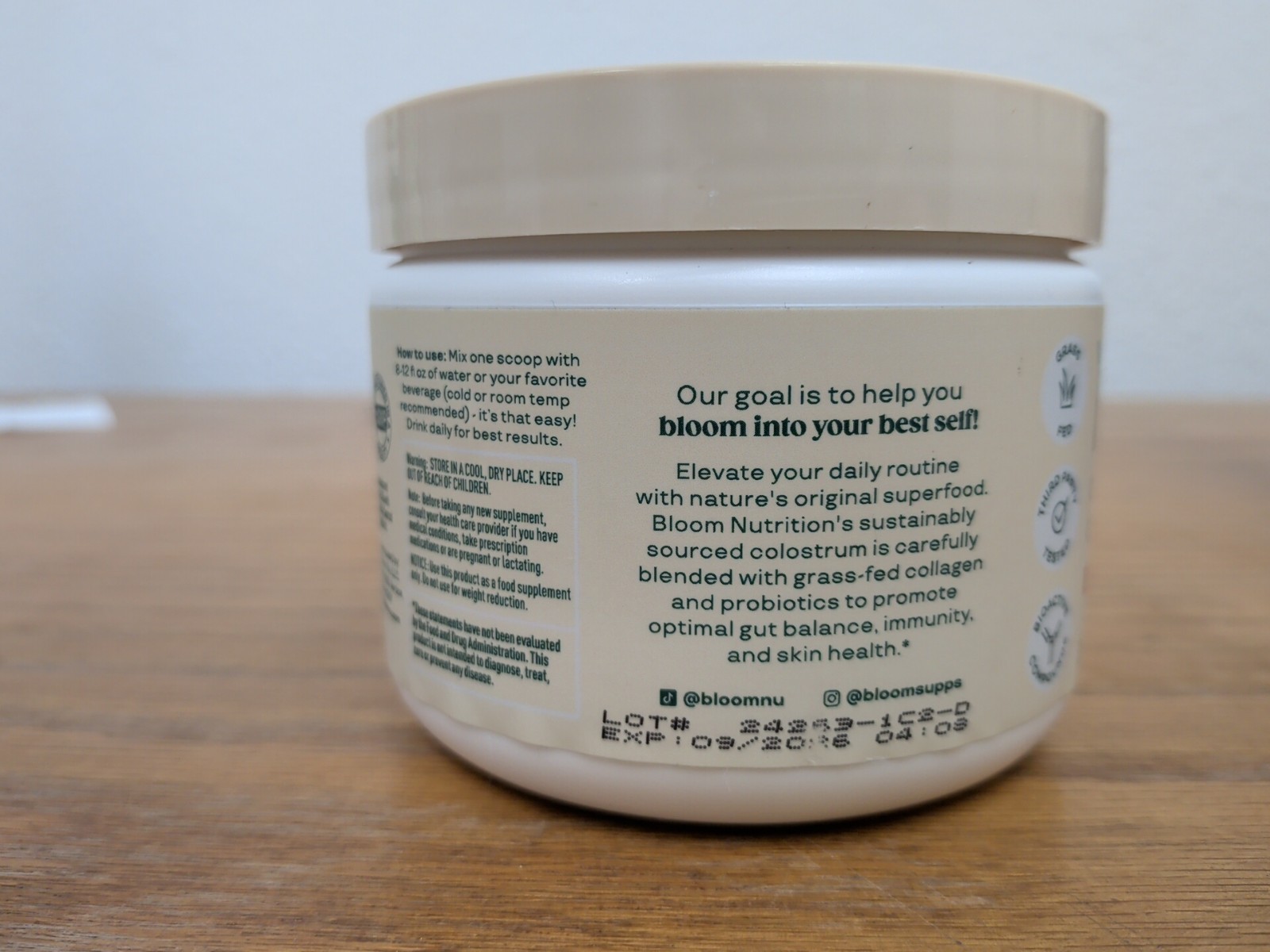 Bloom Colostrum & Collagen Peptides Orange Cream 4.23 Oz EXP 09/2026 Summer Sale
