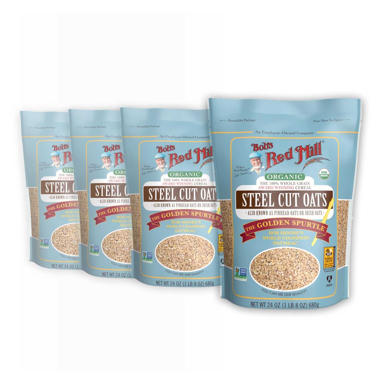Bob’s Red Mill Organic Steel Cut Oats – 24 24 Ounce (Pack of 4), Natural