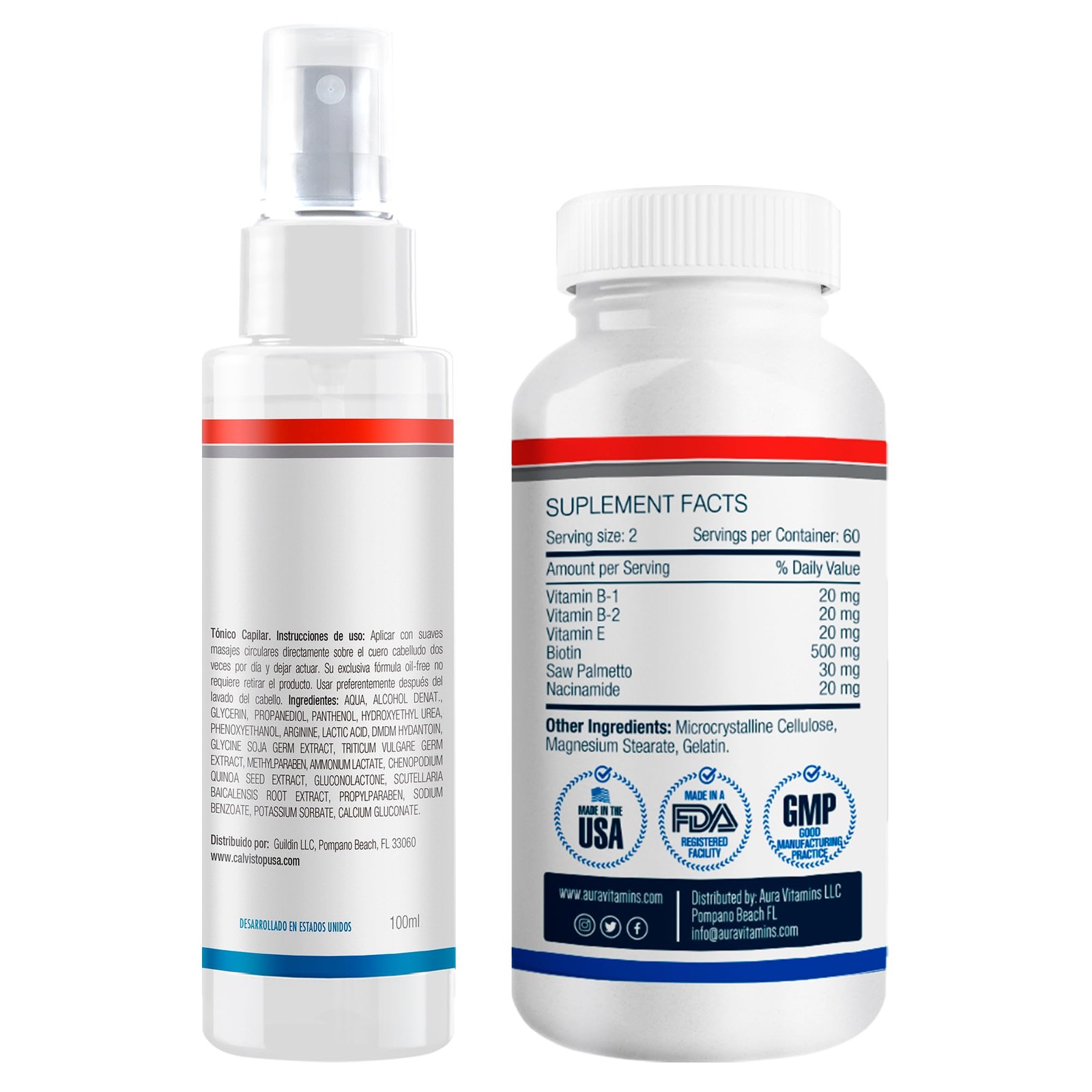 Calvistop Bundle: Serum-Capsules, Thickening Spray (4oz), Ultra Strength Supplem