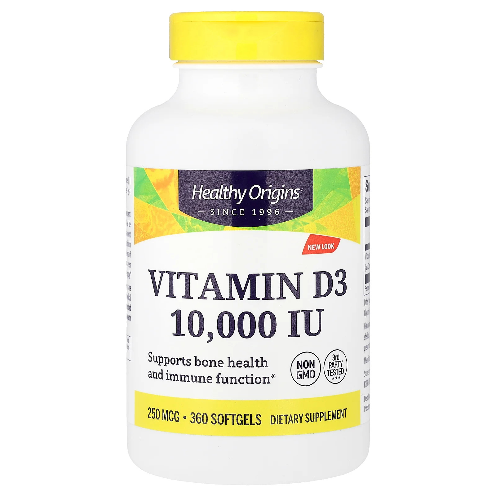 Healthy Origins Vitamin D3 10 000 IU 360 Softgels Dairy-Free, Egg-Free, Fish