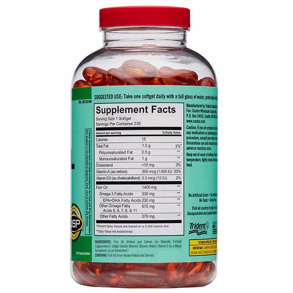 Kirkland Signature Wild Alaskan Fish Oil 1400 mg, 230 Softgels Exp: 04/25