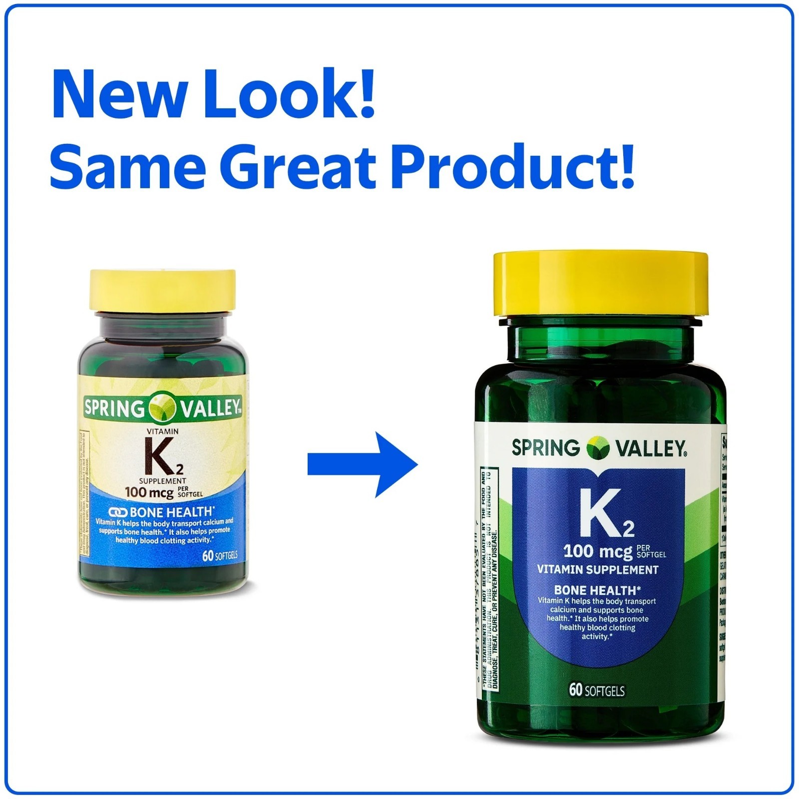 Spring Valley Vitamin K2 Supplement Soft Gel Capsules 100 Mcg 60 Count
