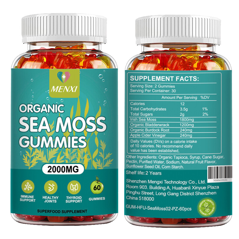 Sea Moss Gummies 2000mg – Irish sea Moss raw Organic Bladderwrack (1-4 Pack) USA
