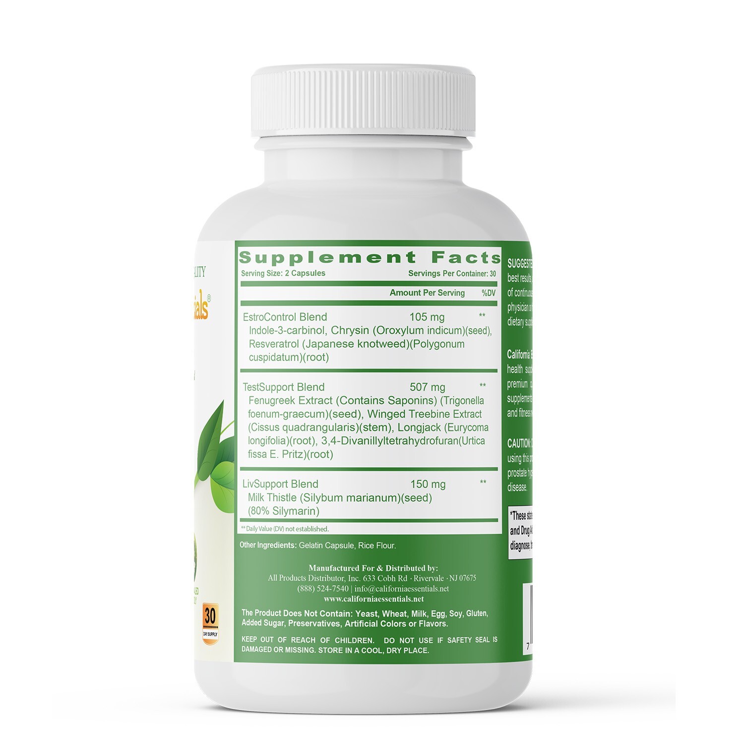 Natural PCT, Rice Flour, Maintain Muscle Restore Natural Balance – 120 Capsules