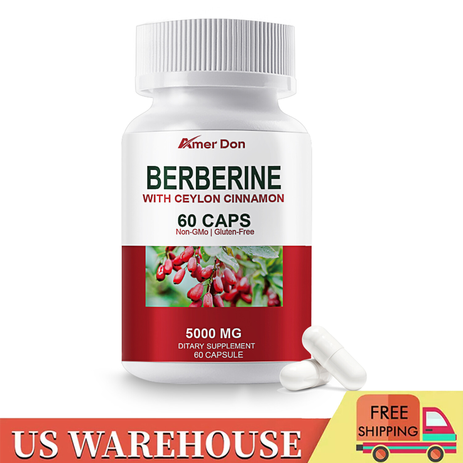 Premium Berberine HCL 5000mg High Potency Anti-inflammatory,Blood Sugar Support