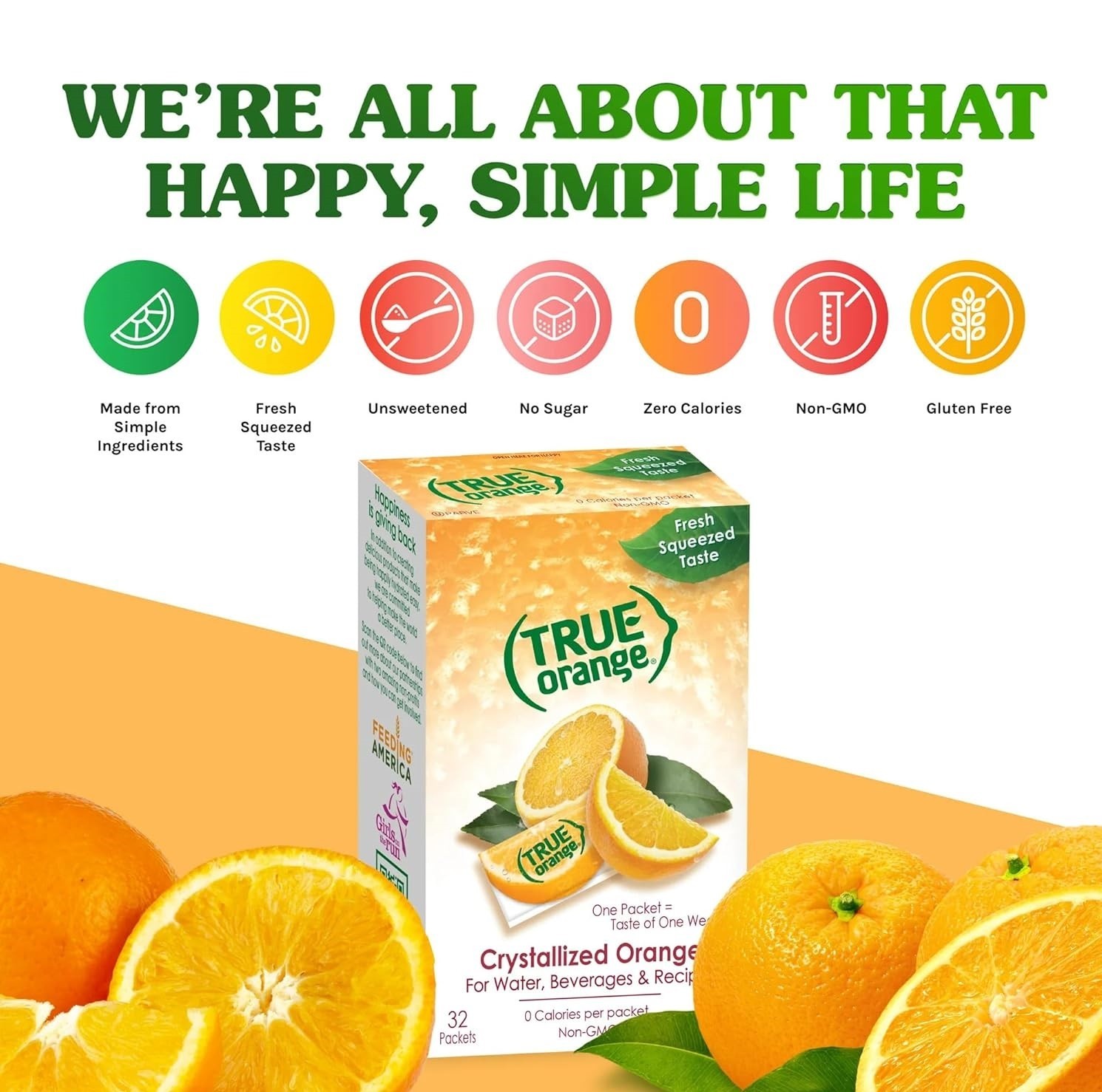 True Orange Drink Mix Packets 500 Ct Water Enhancer 0 Calorie Bulk