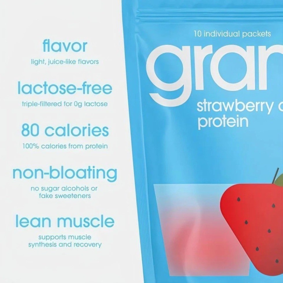 Gramms Strawberry Acai Clear Whey Isolate, 20g Protein, 0 Sugar Grass-Fed Powde