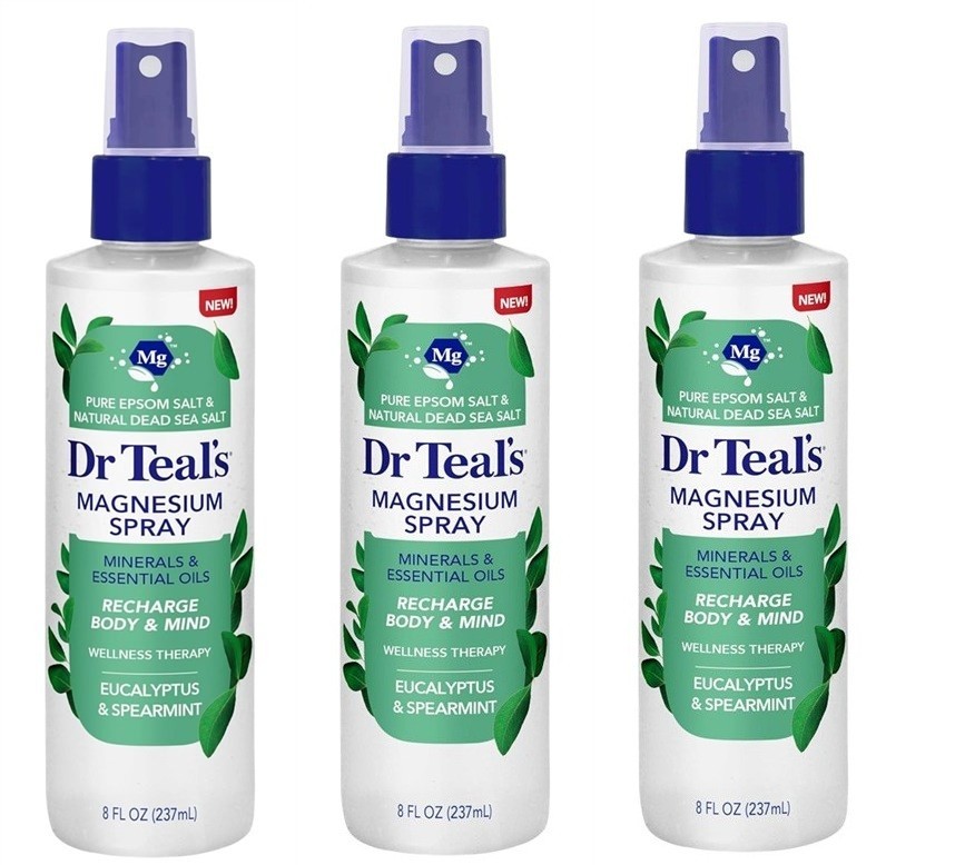 BL Dr Teals Magnesium Spray Eucalyptus & Spearmint 8oz each *Three Pack*