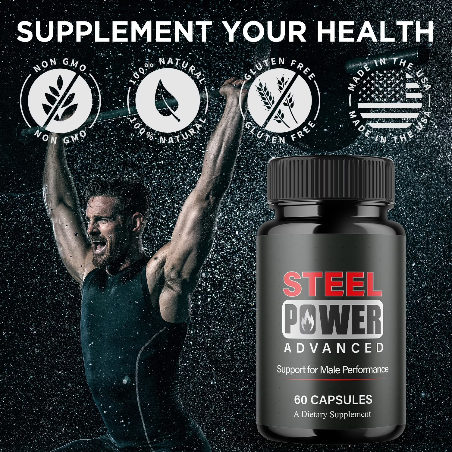 (1 Pack) Steel Power Advanced Male Health Support Supplement SteelPower 120 Caps