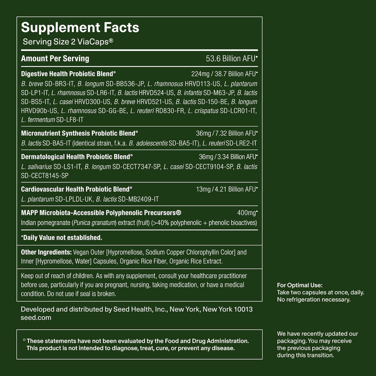 Seed DS-01 Daily Synbiotic – Prebiotic and Probiotic for Women & Men – Digestive