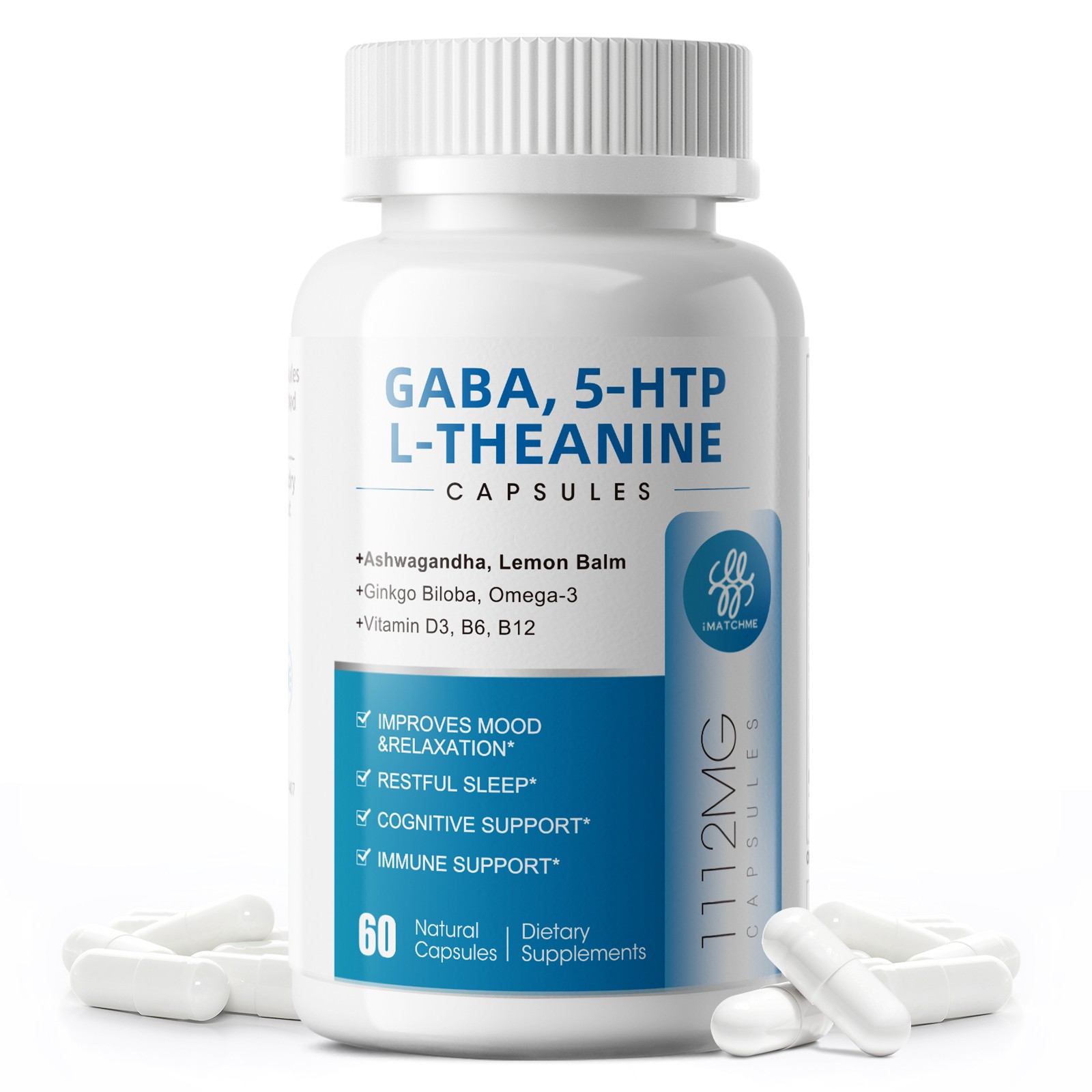 1-5x Gamma Aminobutyric Acid 750Mg& L-Theanine Ashwagandha for Sleep Capsules