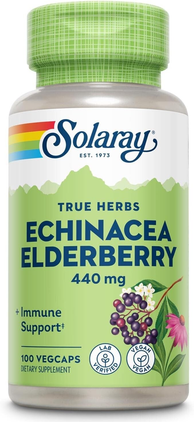 440 mg Echinacea and Elderberry Capsules – 100 Caps for Immune Boosting
