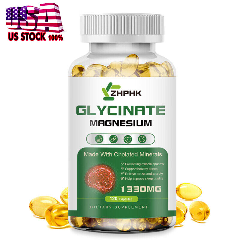 Magnesium Glycinate 1330mg 120 Capsules Improved Sleep,Stress & Anxiety Relief