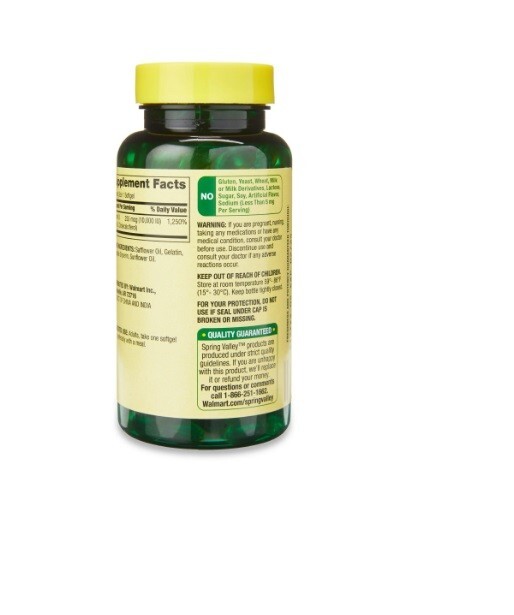 Spring Valley Vitamin D3 Softgels 250 mcg 10,000 IU 200 Count