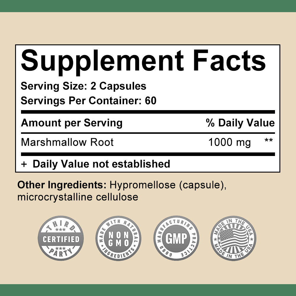 Marshmallow Root 1000mg Capsule Supports Vibrant and Healthy Skin