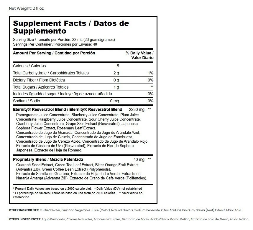 Sisel Eternity Concentrated Resveratrol Antioxidant Heart & Energy Liquid 15 Pk