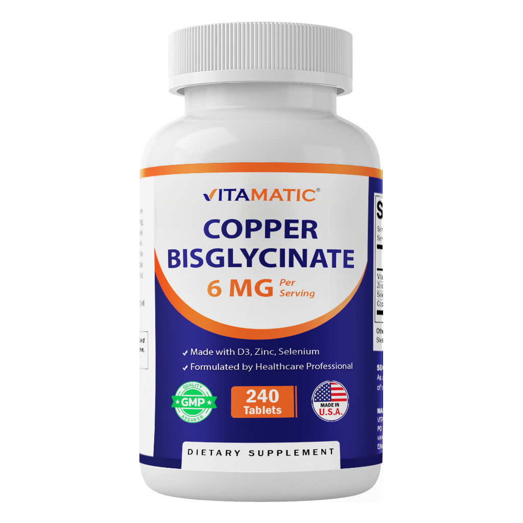Vitamatic Copper Bisglycinate 6 mg – 240 Tablets