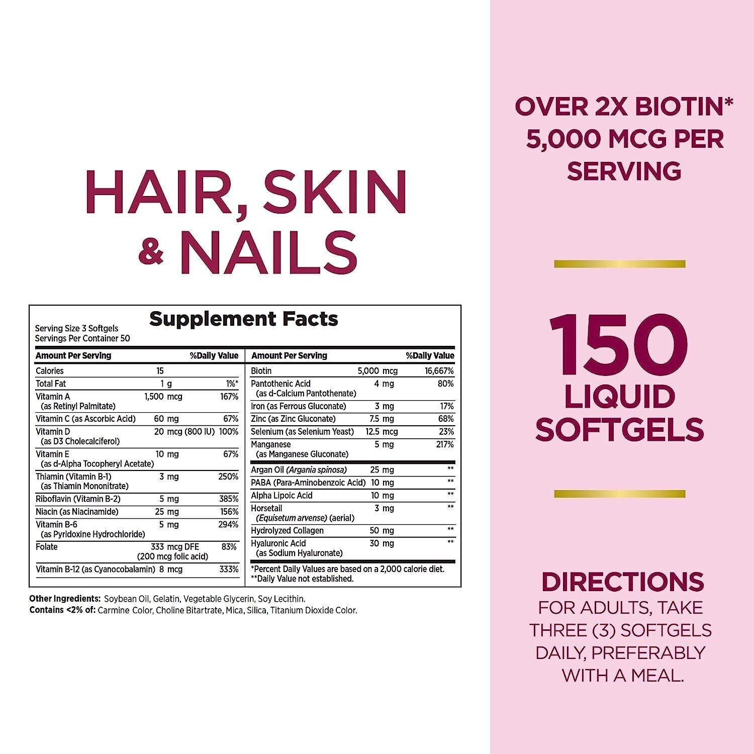 Nature’s Bounty Optimal Solutions Hair Skin & Nails Extra Strength – 150 Count