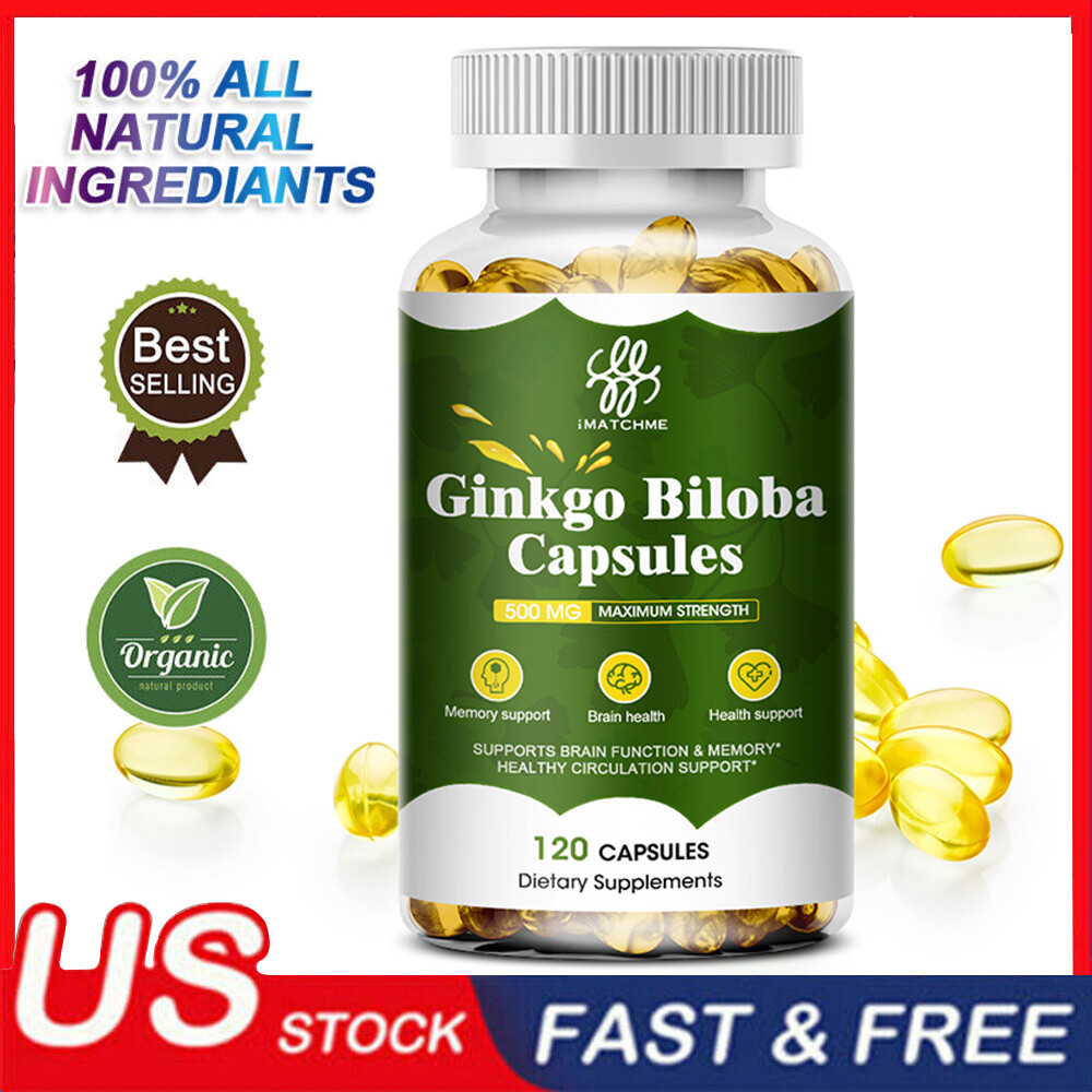 Ginkgo Biloba 500mg Supports Brain Function Memory & Concentration 120 Capsules