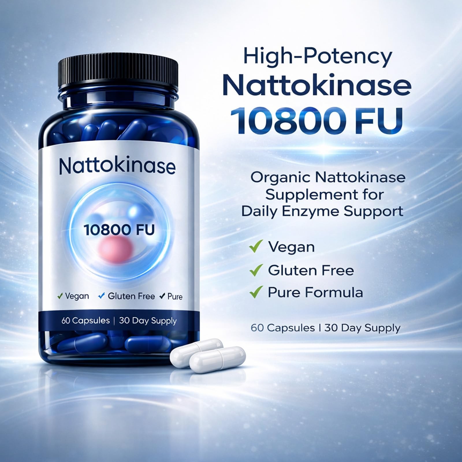 FU Nattokinase Supplement – 10800 1-3X 60 Capsules Per Serving HOT 2026