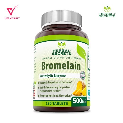 Herbal Secrets Bromelain 500 mg 120 Tablets Non-GMO Proteolytic Enzime Support