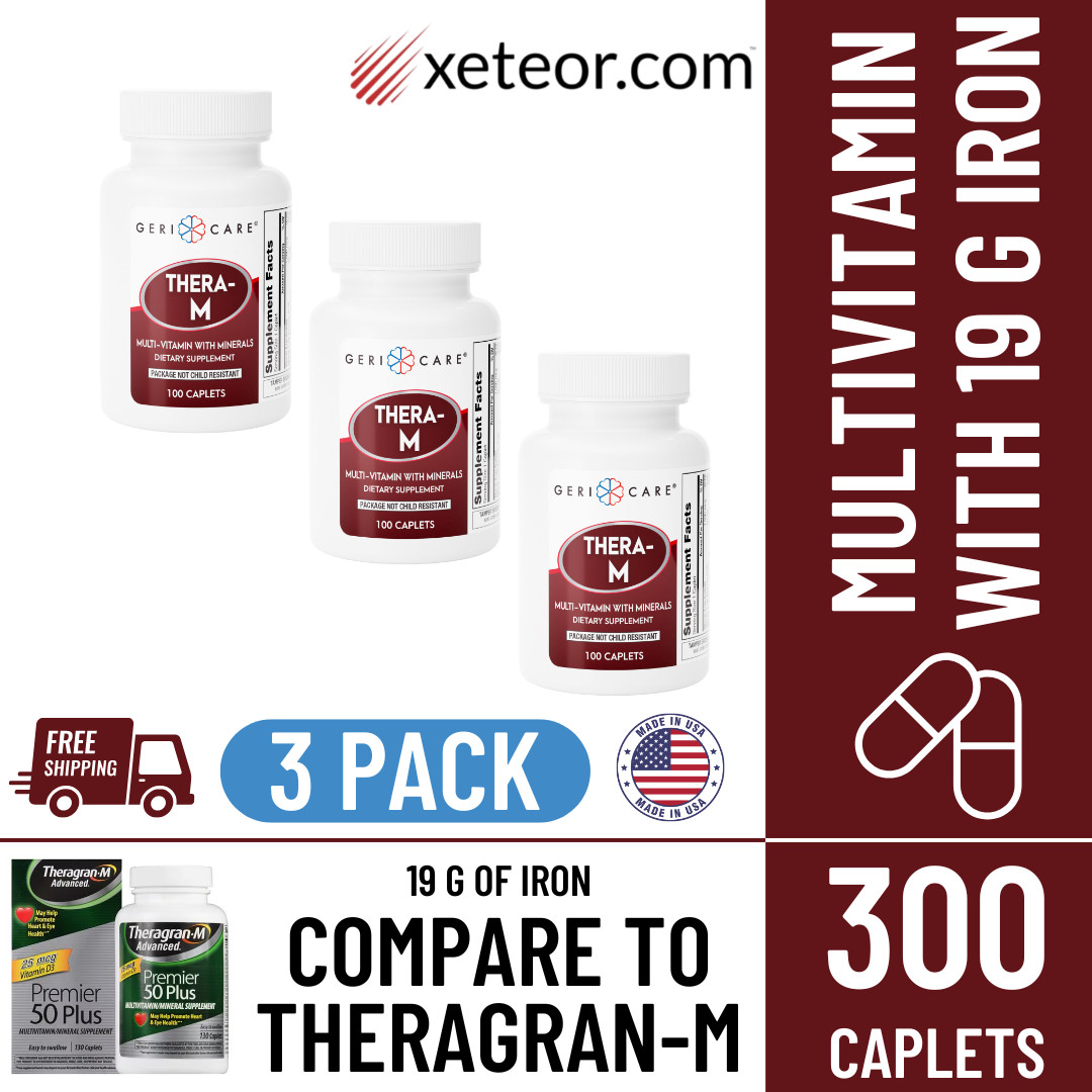 Geri-Care Thera-M Multivitamin – 100 Caplets | Theragran-M (3 Pack) 5-2027