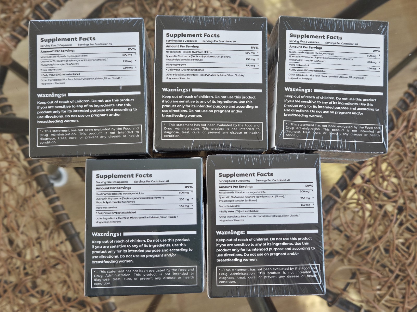 5 Pack NAD+ Nicotinamide Riboside + Resveratrol, 900mg, 80 Capsules. Exp 11/2026