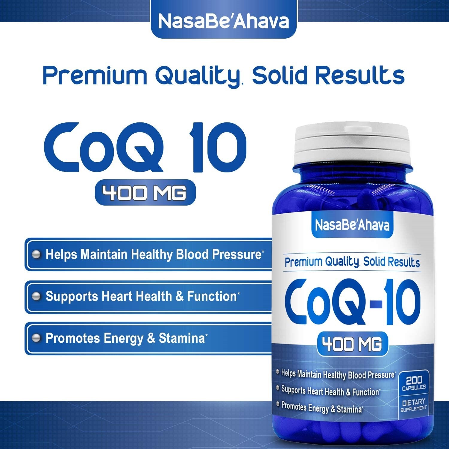 CoQ10 400mg Heart Health, Energy-Antioxidant Support Supplement – 200 Capsules