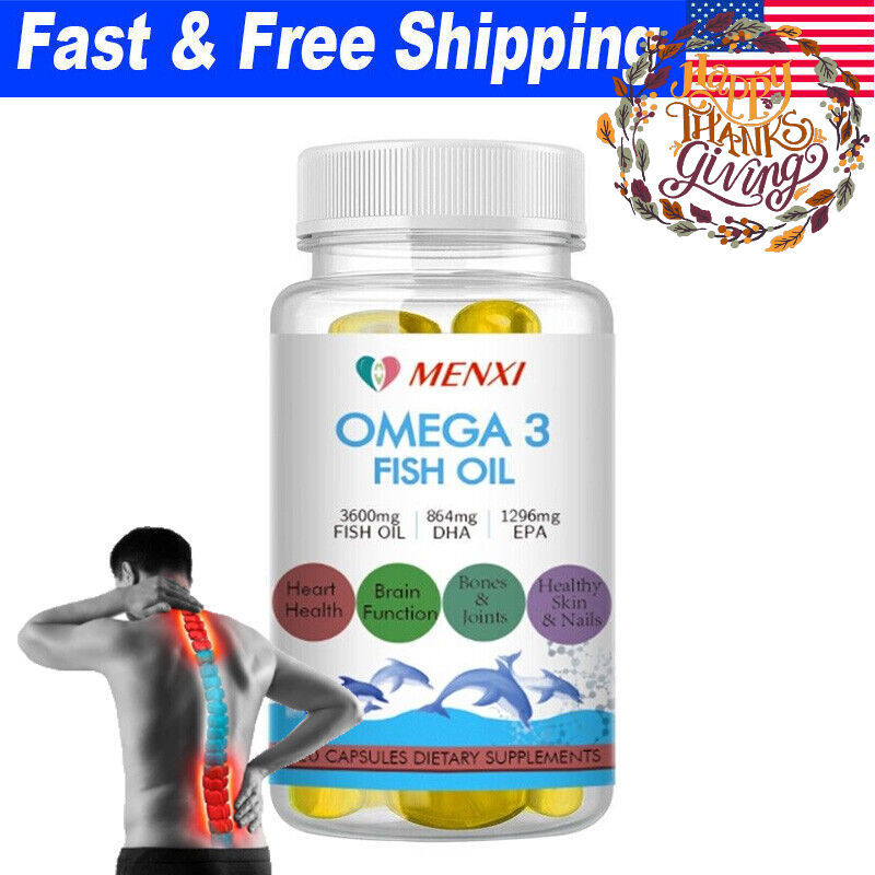 Omega 3 Fish Oil Capsules 3x Strength 3600mg EPA & DHA, Highest Potency 120PCS
